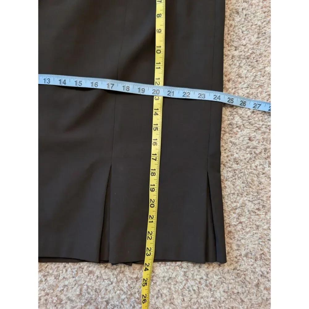 Talbots Woman Petites Size 18WP Dark Brown Pleated Hem Pencil Skirt Office